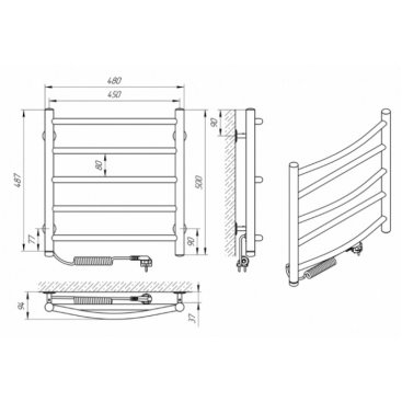 Полотенцесушитель электрический Laris Микс 450x500