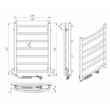 Полотенцесушитель электрический Laris Микс 450x700