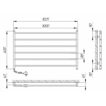 Полотенцесушитель электрический Laris Комфорт 1000x600