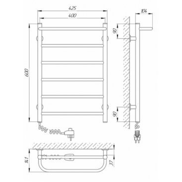 Полотенцесушитель электрический Laris Прайм 400x600