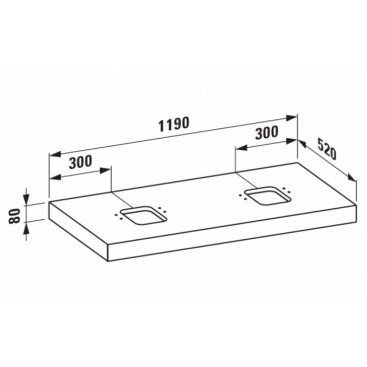 Столешница Laufen Case 405144 отверстие слева и справа