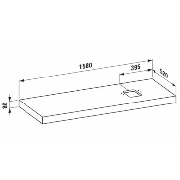 Столешница Laufen Case 405153 отверстие справа