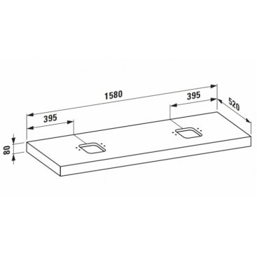 Столешница Laufen Case 405154 отверстие слева и справа