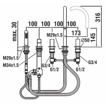 Смеситель на борт ванны Laufen Kartell 3.2233.5.004.282.1