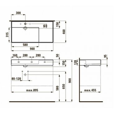 Раковина с консолью Laufen Kartell 810338+385336