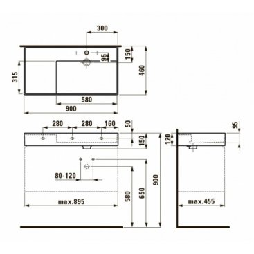 Раковина с консолью Laufen Kartell 810338+385336