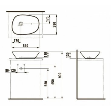 Раковина Laufen Palomba 816802 белая LCC