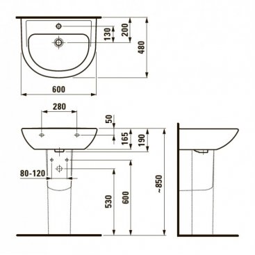 Раковина с пьедесталом Laufen Pro B 810952+819950 белая