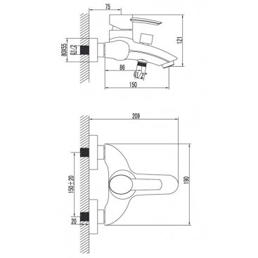 Смеситель для ванны Lemark Atlantiss LM3202C