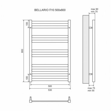 Полотенцесушитель водяной Lemark Bellario 500x800 черный