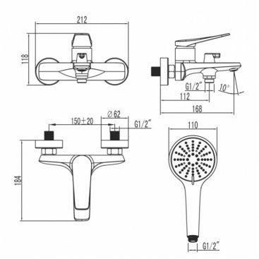 Смеситель для ванны Lemark Bronx LM3714GM