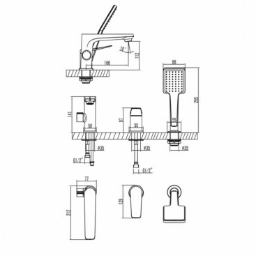 Смеситель на борт ванны Lemark Bronx LM3745GM