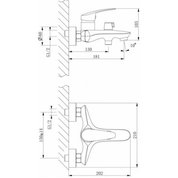 Смеситель для ванны Lemark Linara LM0414C