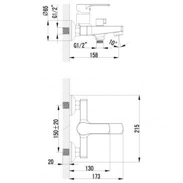 Смеситель для ванны Lemark plus Grace LM1512C