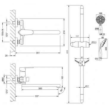 Смеситель для ванны Lemark Point LM0379C