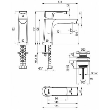 Смеситель для раковины Lemark Ursus LM7206BG