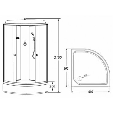 Душевая кабина Loranto Sunway CS-6690-25 GB 90x90