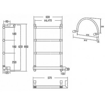 Полотенцесушитель Margaroli Sole 542-4 BOX с аркой