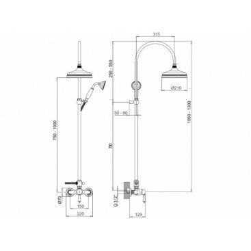 Душевая стойка Margaroli Classica RU1006AA01