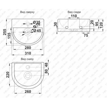 Раковина Melana MLN-320344-805 белая