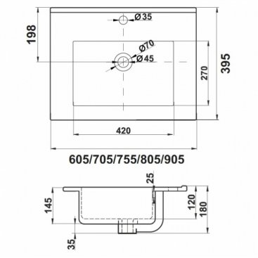 Раковина Melana MLN-R80-805 белая