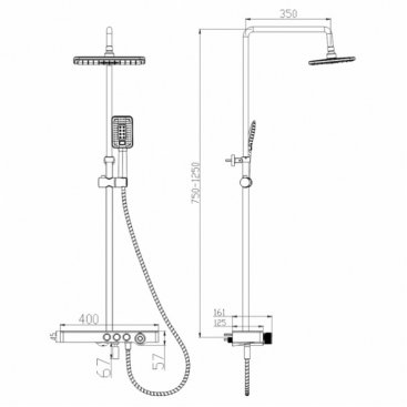 Душевая стойка Melana Male F610501B черная матовая