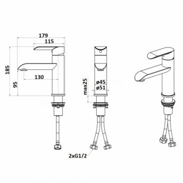 Смеситель для раковины Melana Paola Hi-tech 610601 сатин