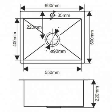 Мойка кухонная Melana Profline H6050B +коландер графит матовый