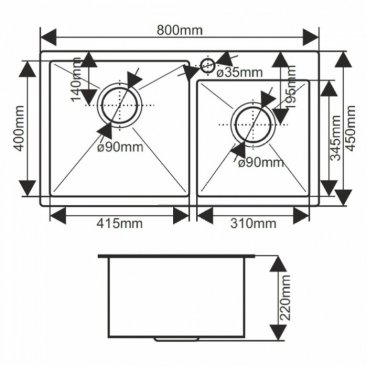 Мойка кухонная Melana Profline S8045HB графит матовый