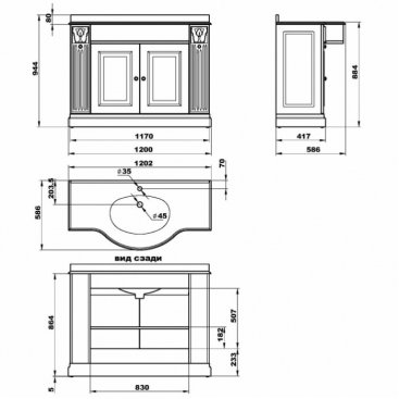Мебель для ванной Migliore Ravenna 120 см Oliva