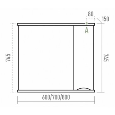 Зеркало со шкафчиком справа Misty Атлантик 80 белое