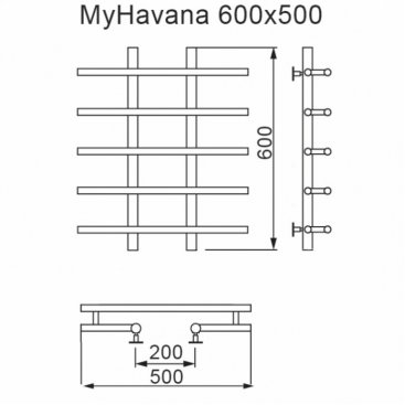 Полотенцесушитель водяной MyFrea My Havana 500x600