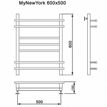 Полотенцесушитель водяной MyFrea My New York 500x600