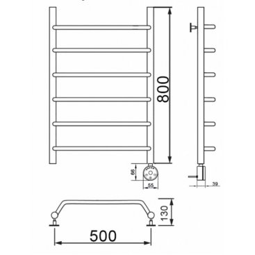 Полотенцесушитель электрический MyFrea My Paris 500x800