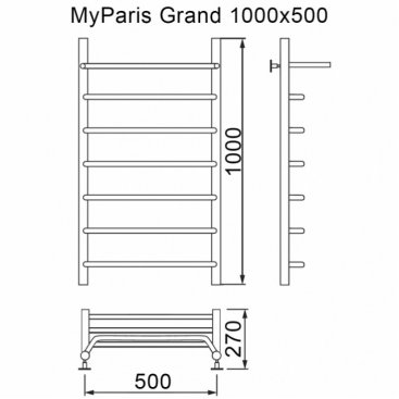 Полотенцесушитель водяной MyFrea My Paris Grand 500x1000