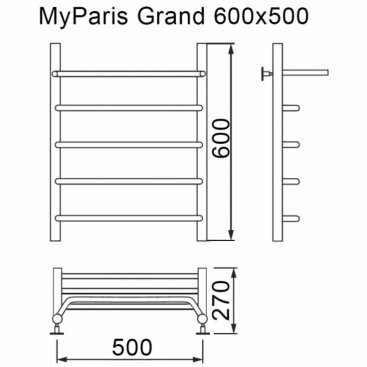 Полотенцесушитель водяной MyFrea My Paris Grand 500x600