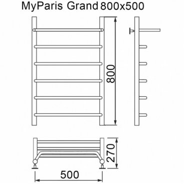 Полотенцесушитель водяной MyFrea My Paris Grand 500x800