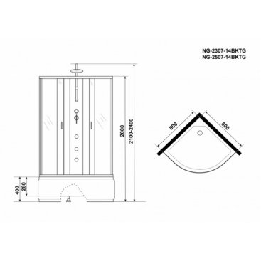 Душевая кабина Niagara Classic NG-2507-14BKTG