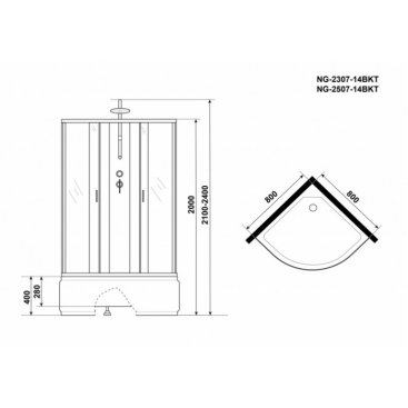 Душевая кабина Niagara Classic NG-2507-14BKT