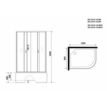 Душевая кабина Niagara Classic NG-2510-14BKG