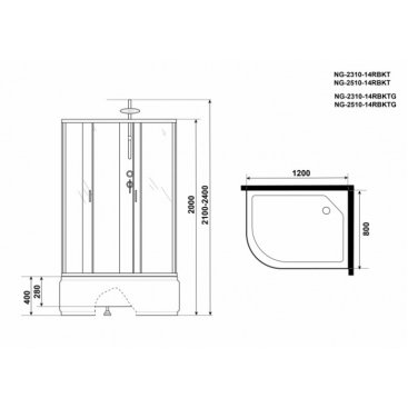 Душевая кабина Niagara Classic NG-2510-14BKTG