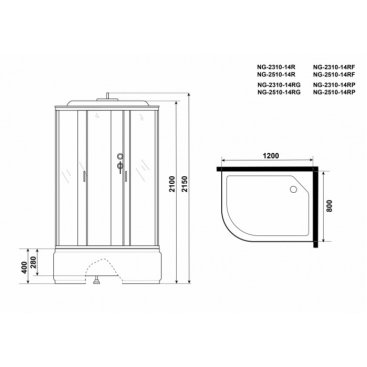 Душевая кабина Niagara Classic NG-2510-14F