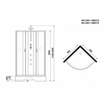 Душевая кабина Niagara Classic NG-3301-14BKTG