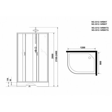 Душевая кабина Niagara Classic NG-3512-14BKTG