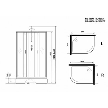 Душевая кабина Niagara Classic NG-33974-14BKT