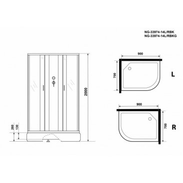 Душевая кабина Niagara Classic NG-33974-14BKG