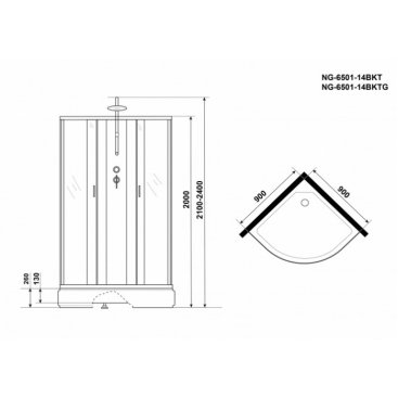 Душевая кабина Niagara Classic NG-6501-14BKT