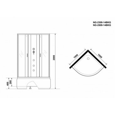 Душевая кабина Niagara Classic NG-2509-14BKG