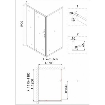 Душевой уголок Niagara Nova NG-43-12AG-A70G