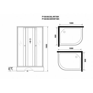 Душевая кабина Niagara Promo P100/80/26R/MT/BK